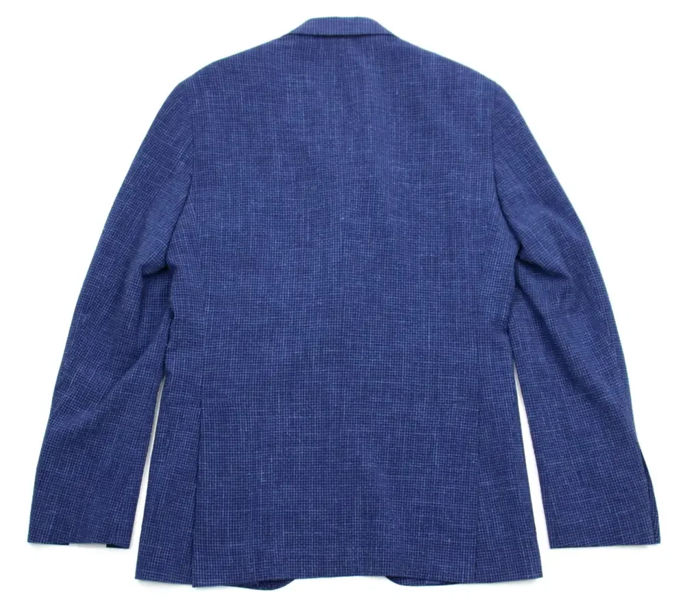 Jack Victor Sport Coat 36 R Mens Myles Blue Check Wool Silk Linen Blazer Jacket